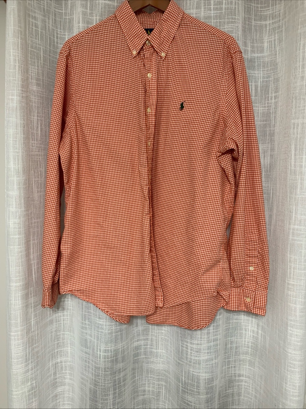 Ralph Lauren Orange Gingham Button-Down Shirt